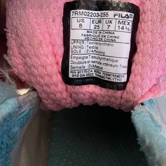 Fila‎ Little Girls Tennis shoes Sneakers Velcro closure size 8 - Picture 6 of 7